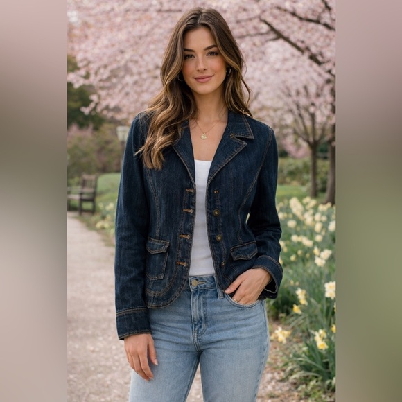 Tommy Hilfiger Jackets & Blazers - Vintage Tommy Hilfiger Dk Wash Denim Blazer Button Closure Pockets Fitted Size L